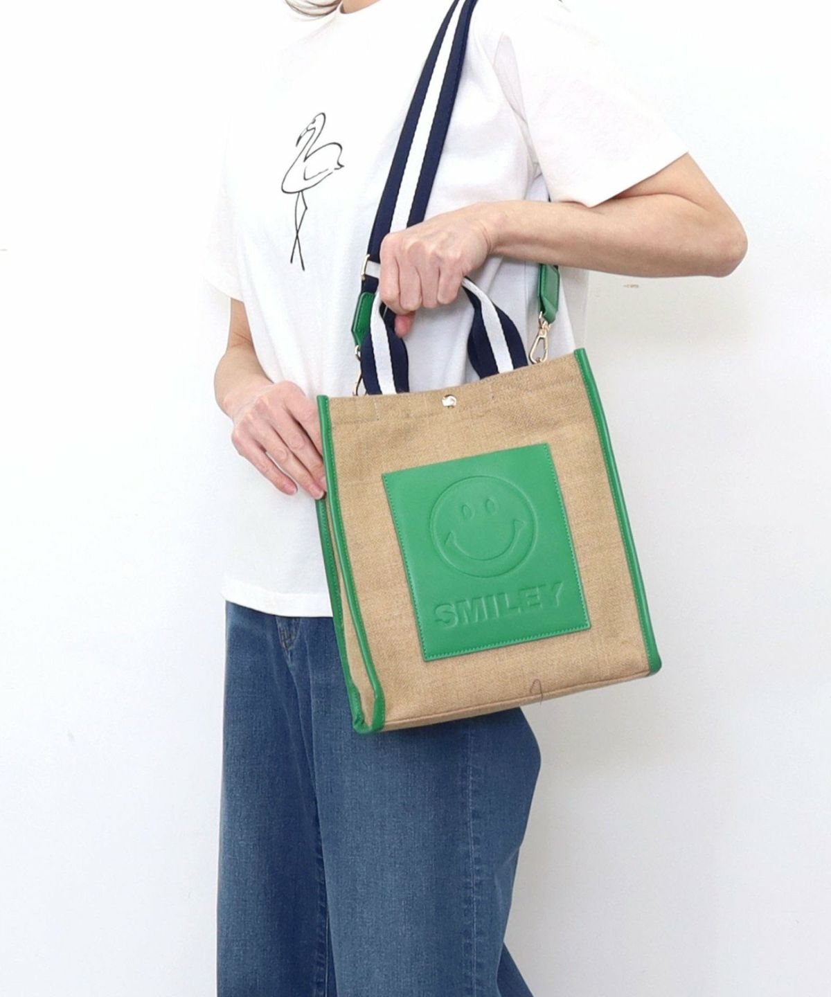 【COO SPECIAL WEEK】 SMILEY 膠帶提手亞麻 2WAY Toto 包